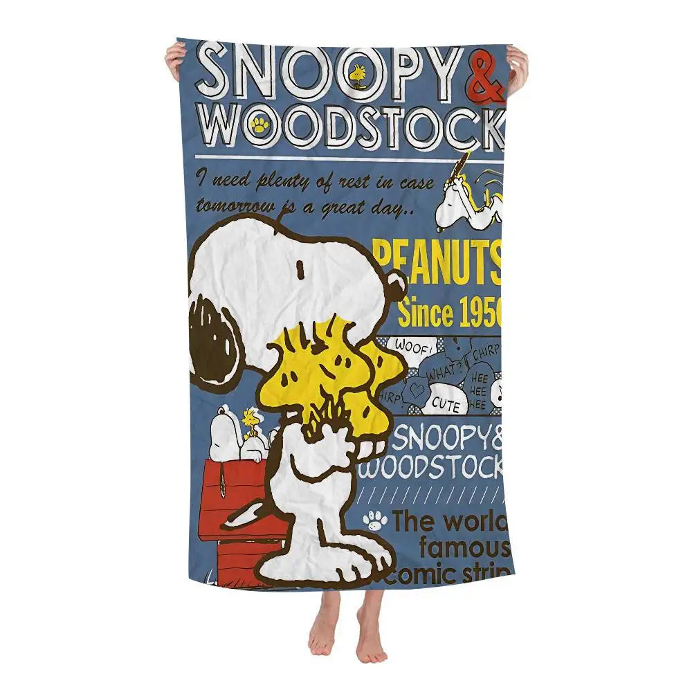 S-Snoopy Anime Cartoon Beach Towel Cute Kawaii Room Decor Bath Girls Children Hand Towels For Bathroom Shower