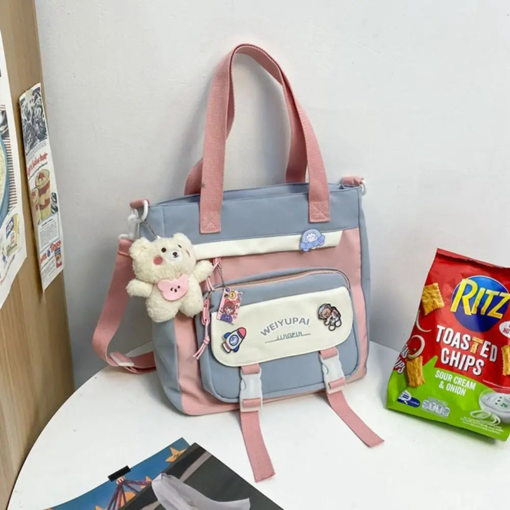 Portable Ins Students School Bags Large Capacity Bear High School Backpacks Multi Pockets Cartoon Teenage Shoulder Bags Girl