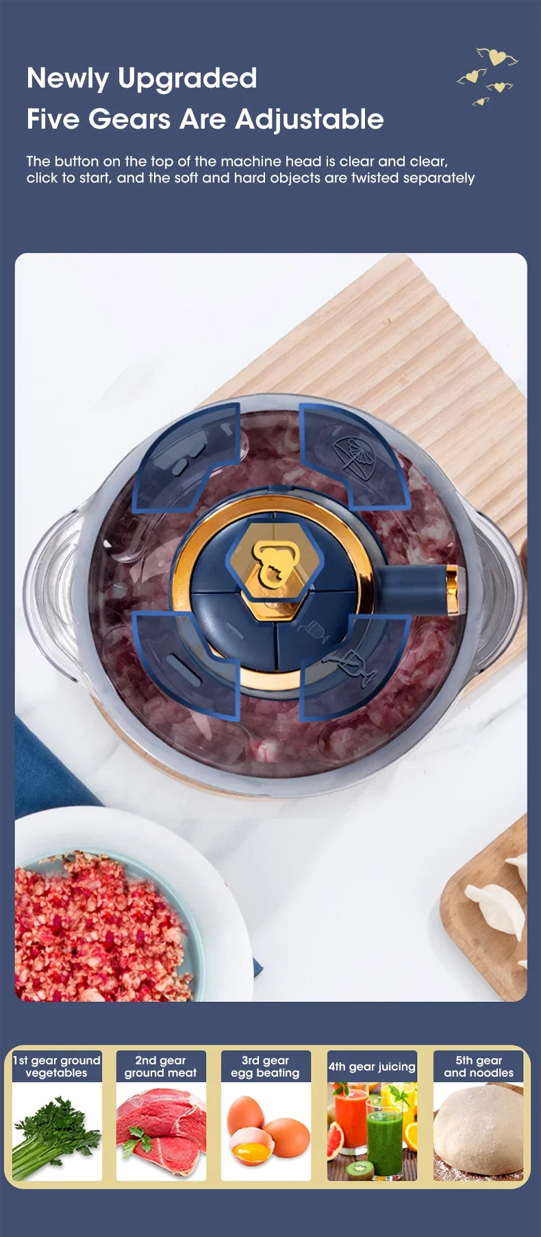 Stainless Steel Electric Chopper Meat Grinder Mincer Blenders For Kitchen Food Processor Multifunctional Kitchen Food Shredder