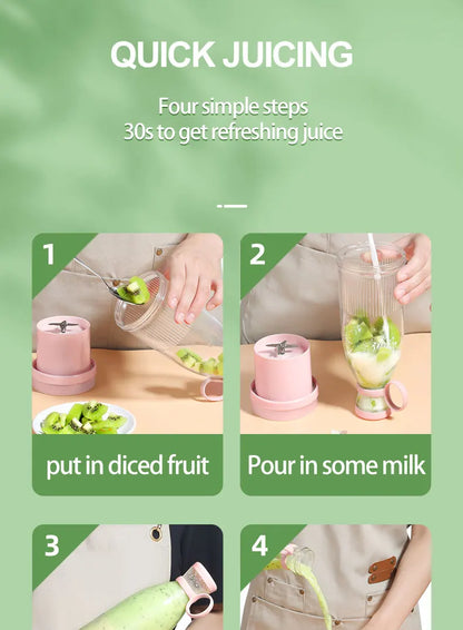 Portable Electric Juicer Cup 6 Blades USB Milkshake Blender Mini Fruit Milk Mixer Fresh Juice Sport Bottle for On-the-Go