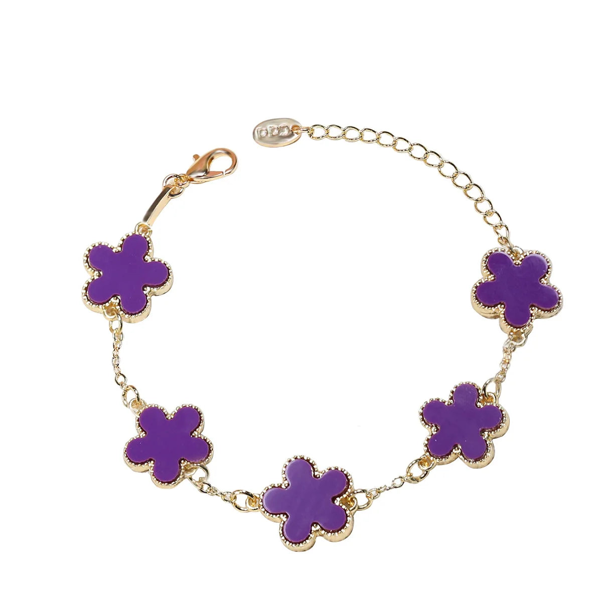 Fashion Double Sided Plant Five Leaf Plum Blossom Charm Bracelets For Women Girl Waterproof Clover Jewelry Gifts Best Friends