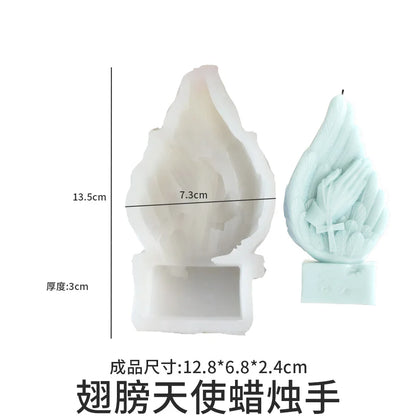 Candle Mold Angel Wings Pray for Jesus Scented Candles Gypsum Ornaments Silicone Mold Resin Mold