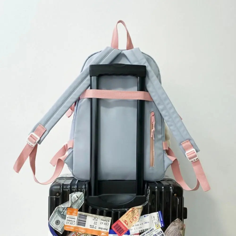 Portable Ins Students School Bags Large Capacity Bear High School Backpacks Multi Pockets Cartoon Teenage Shoulder Bags Girl