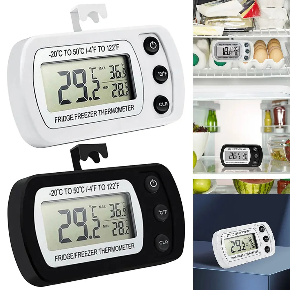 Digital Freezer Room Thermometer Max/Min Record Waterproof Fridge Thermometer Magnetic Back& Hook for Kitchen Home Restaurant