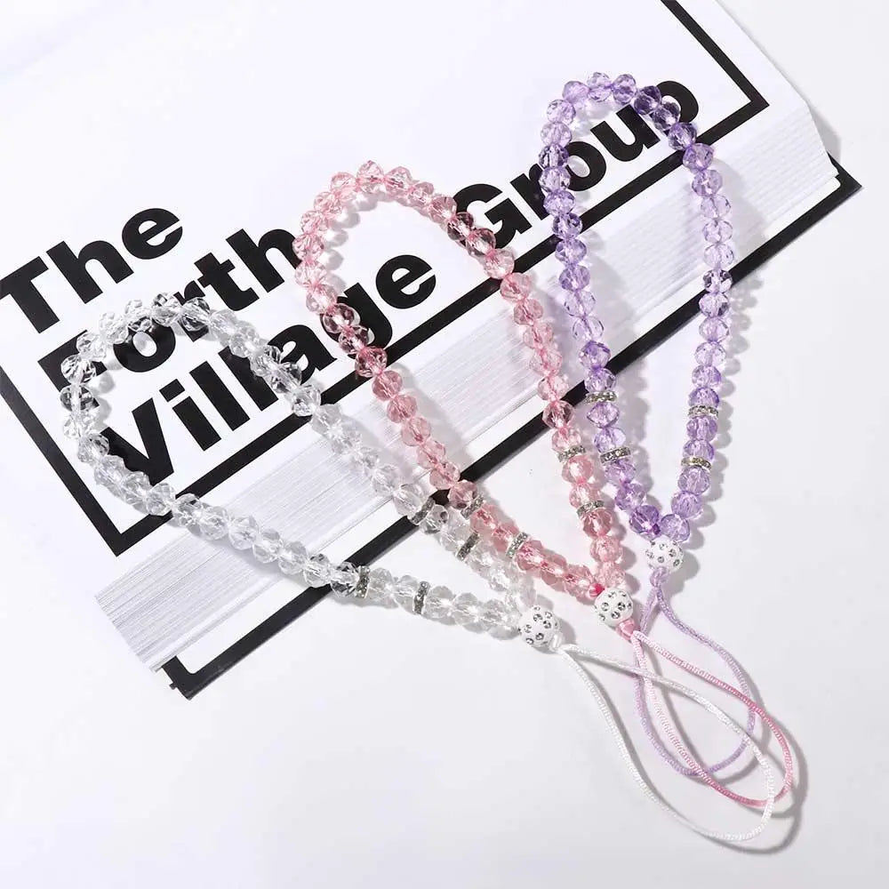 Beads Wrist Strap Phone Charm Hand Wrist Lanyard Mobile Phone Chain Crystal Phone Straps Mobile Phone Straps Phone Lanyards