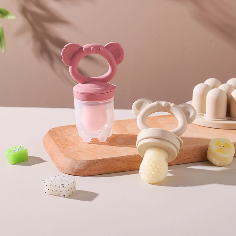 Baby Rabbit Fruit Feeder Set Food Supplement Nursing Feeder BPA Free Silicone Feeding Freezer Tray Tableware Fresh Food Feeder