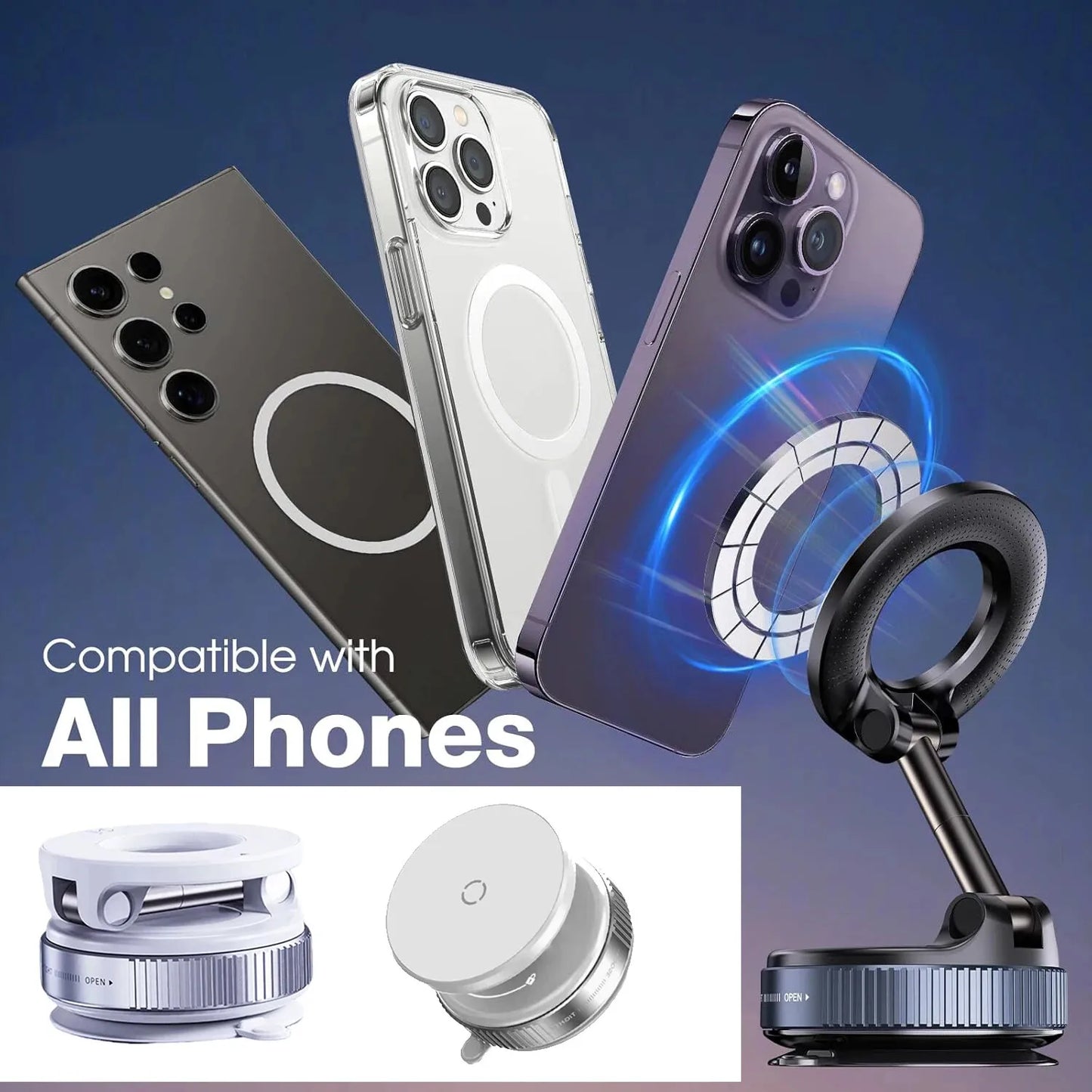 Magnetic Car Mount Strong Magnetic 360° Rotation Foldable Phone Holder For Cell Phone For iphone 14 15 16 Live Streaming K007