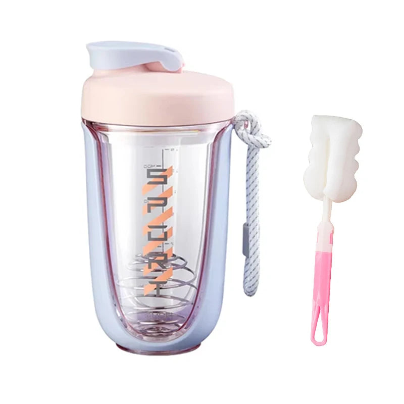 New Style 590ML Blender Shaker Bottle with Whisk Spring BPA Free Plastic Protein Shakes Leakproof for Powder Workout Gym Sport