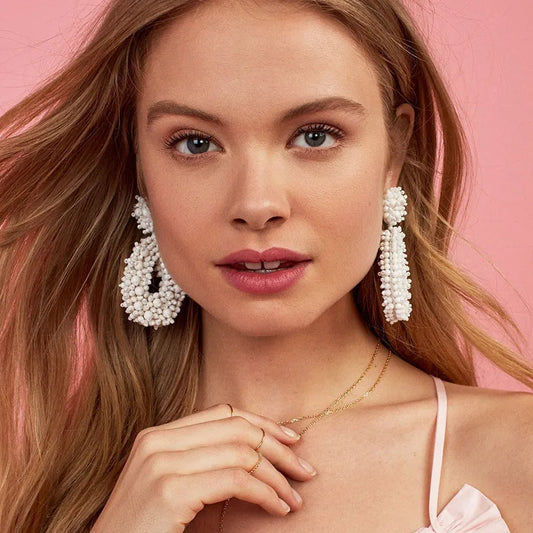 Bohemian Black Beaded Earrings Handmade Beads Drop Dangle Earrings For Women Statement Earrings Big Jewelry Brincos Accessories