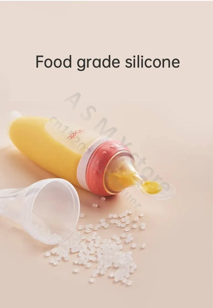 BBET Squeezing Feeding Bottle Silicone Newborn Baby Training Rice Spoon Infant Cerea Food Supplement Feeder Safe Tableware