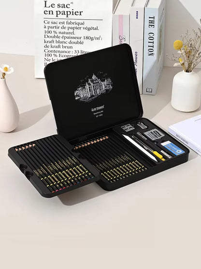 31 Pcs Painting Set Sketch Set,Metal Box Packaging,Professional Art Supplies, Including Graphite Pencils,Charcoal Pencils,Blend