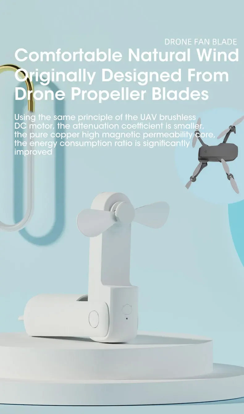 Portable Handheld Fan Mini Hand Fan Battery Operated USB Rechargeable Personal Foldable Fan for Indoor Small Pocket Fan