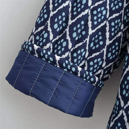 PB&ZA2024 Autumn New Women's Fashion Style Versatile Quilted Cotton Printed Loose Cotton Clothes Cotton Jackets