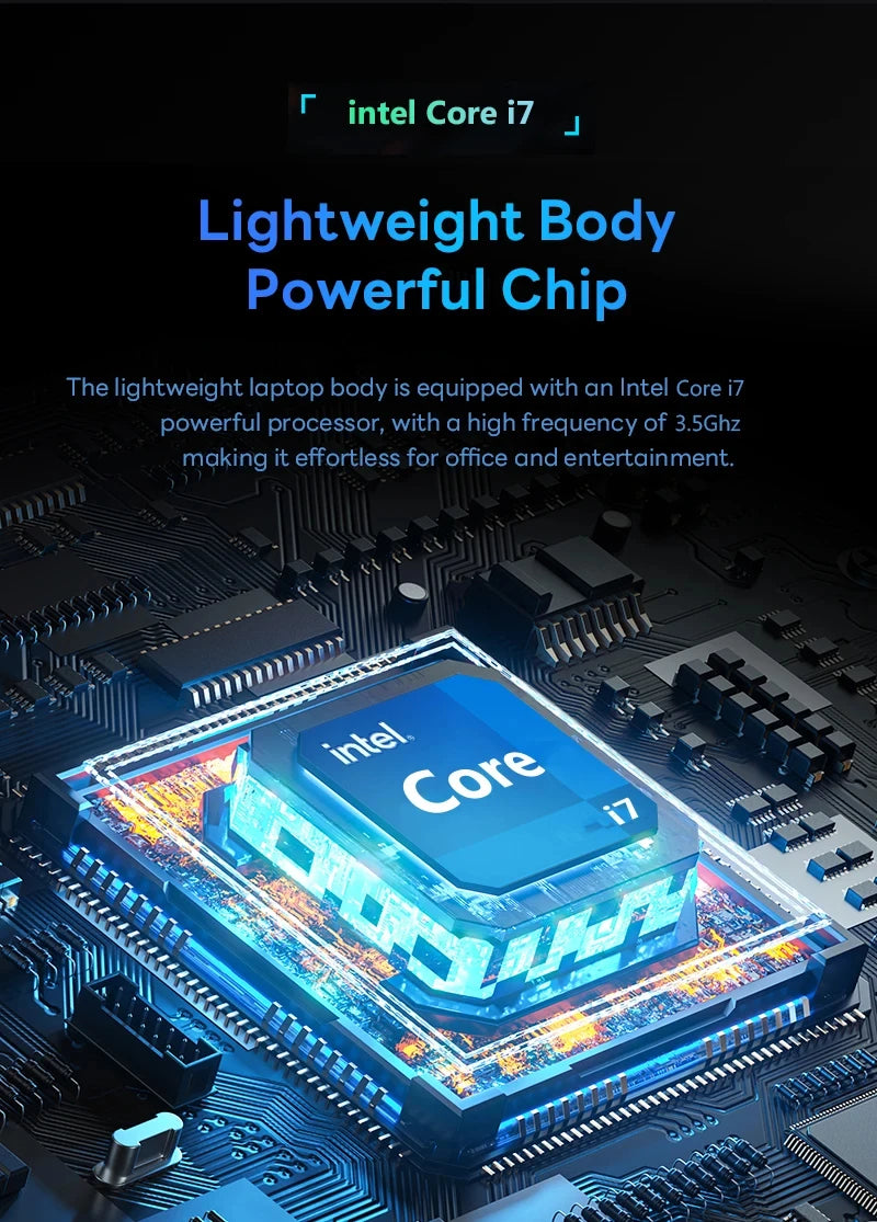 Intel Core i7-7500U 14.1 inch Laptop Computer Portable Windows 11 Notebook 12GB RAM 1TB 2TB SSD Office Study Laptops