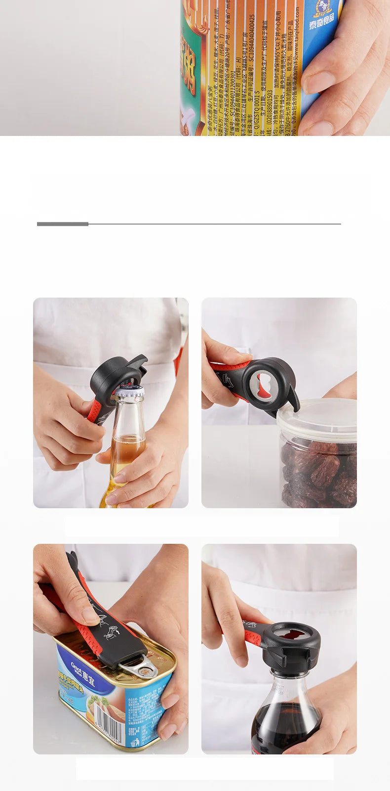 4in1 Jar Openers Can Bottle Opener Beer Wine Bottle Lid Poratble Outdoor Party Bar Tools Multi-functional Kitchen Accessories