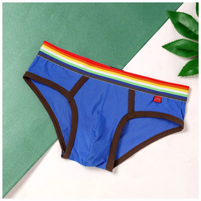 Sexy Mens Underwear Rainbow Belt Briefs Fashion Cotton Panties Youth Breathable Underwear Briefs Low Waist Underpants For Male