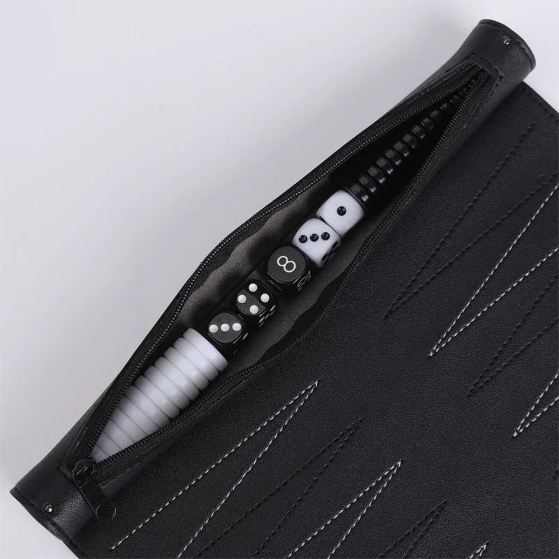 Roll Up Backgammon Sets Portable Travel Board Games Set For Adults And Kids Foldable PU Leather Classic Chess Board Roll-Up