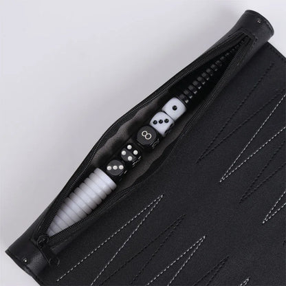 Roll Up Backgammon Sets Portable Travel Board Games Set For Adults And Kids Foldable PU Leather Classic Chess Board Roll-Up