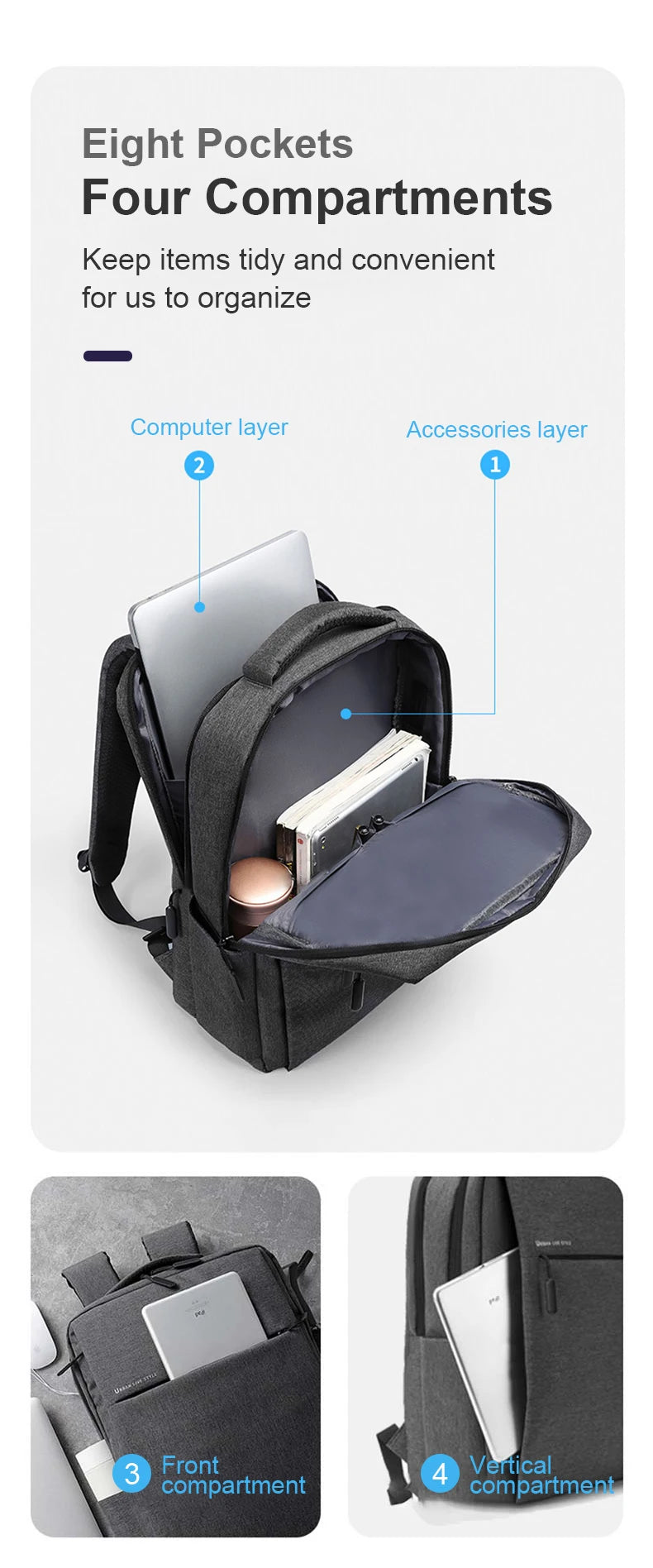 Laptop Backpack 17.3 inch Large Capacity Travelling Backpacks Waterproof Laptop Bag 15.6 17.3 Multi-pockets Men's Backpack