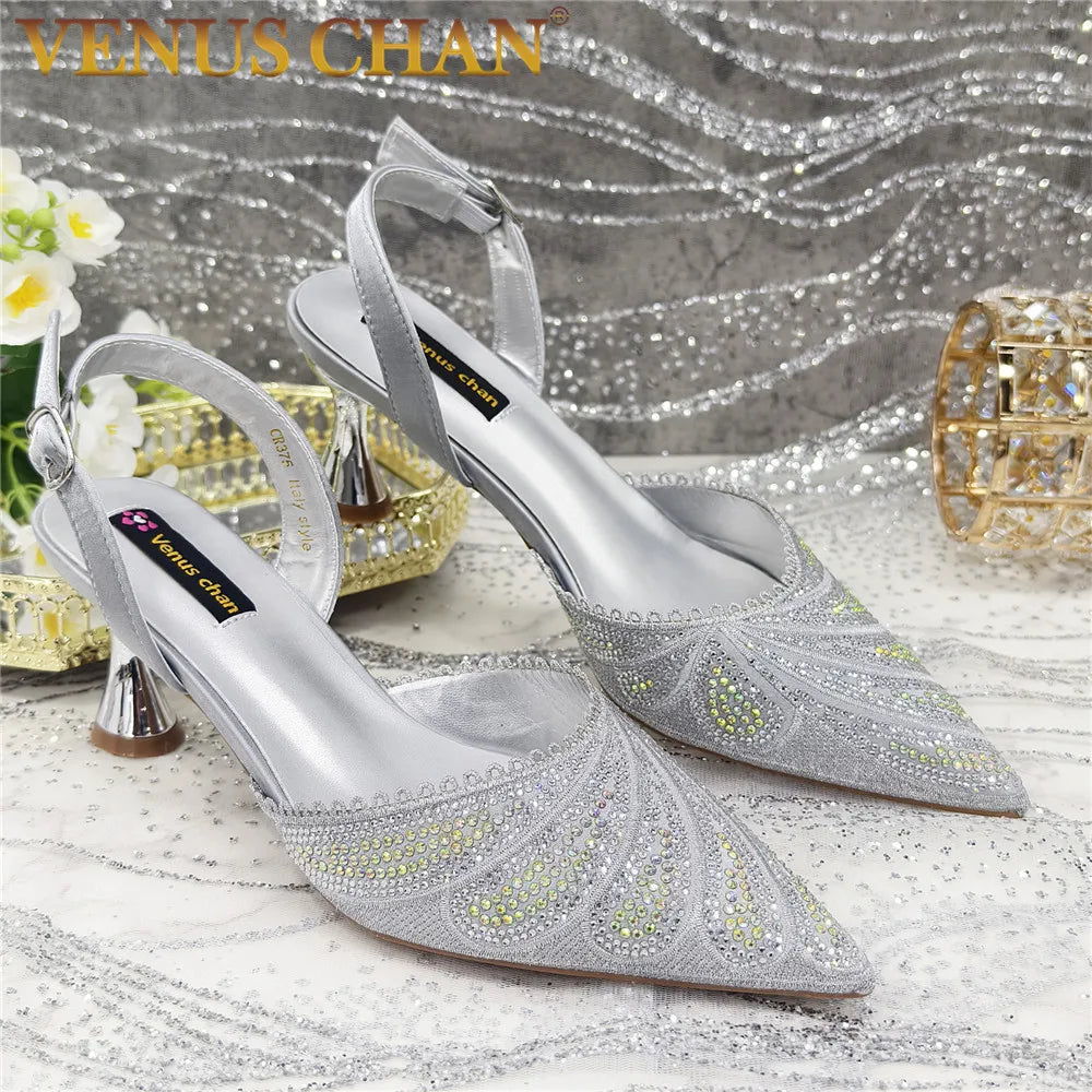 High Quality African Wedding Shoes Summer Sandals for Wedding 2025 Sexy Pumps Rhinestone Fashion Women Wedding Shoes