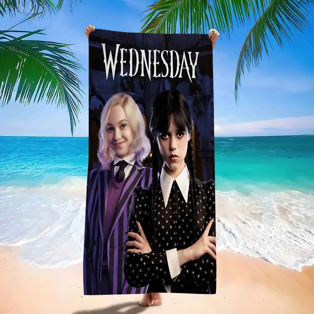W-WednesdayS Addams Movie Cartoon Beach Towel Cute Kawaii Room Decor Bath Girls Children Hand Towels For Bathroom Shower