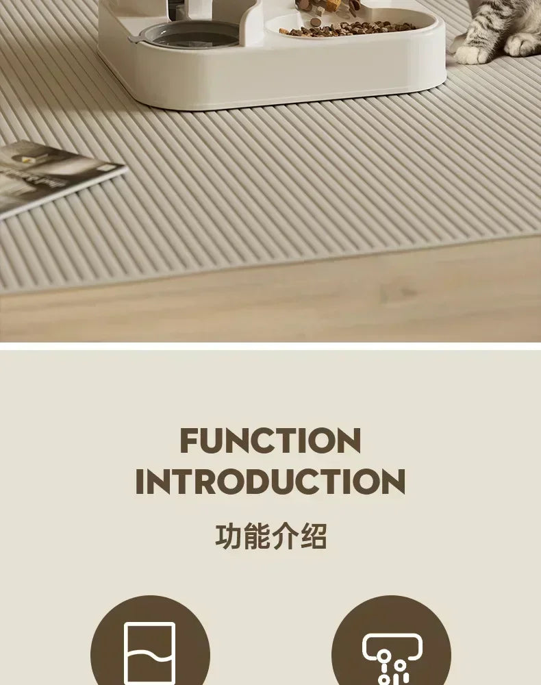 Automatic Cat Dog Feeder with Water Fountain Large Capacity Elevated Bowl Anti-Tip Design for Pets Drinker Accessories