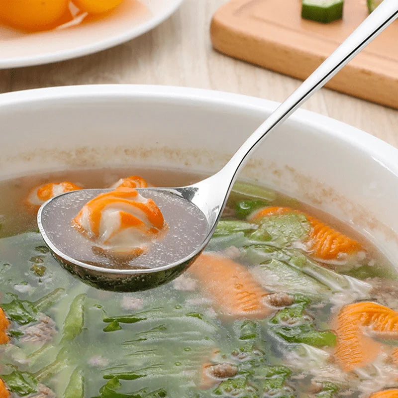 1pc Stainless Steel Thickening Spoon Creative Long Handle Durable Hotel Hot Pot Spoon Soup Ladle Home Kitchen Essential Tools