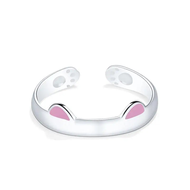 Trendy Cat Paw and Ear Ring for Girls, Minimalist Indie Pet Jewelry, Open Design Finger Ring