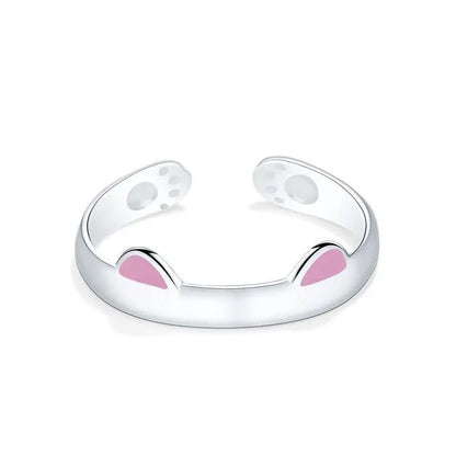 Trendy Cat Paw and Ear Ring for Girls, Minimalist Indie Pet Jewelry, Open Design Finger Ring