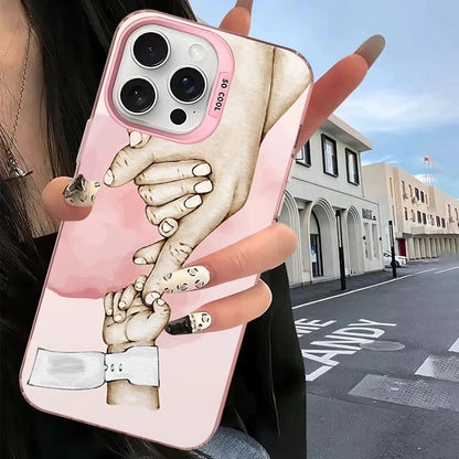 Baby Mom Daughter Son Dad Hand Phone Case For IPhone 16 15 14 13 12 11 Pro Max X XR XSMAX 8 7 Plus Matte Shockproof Back Cover