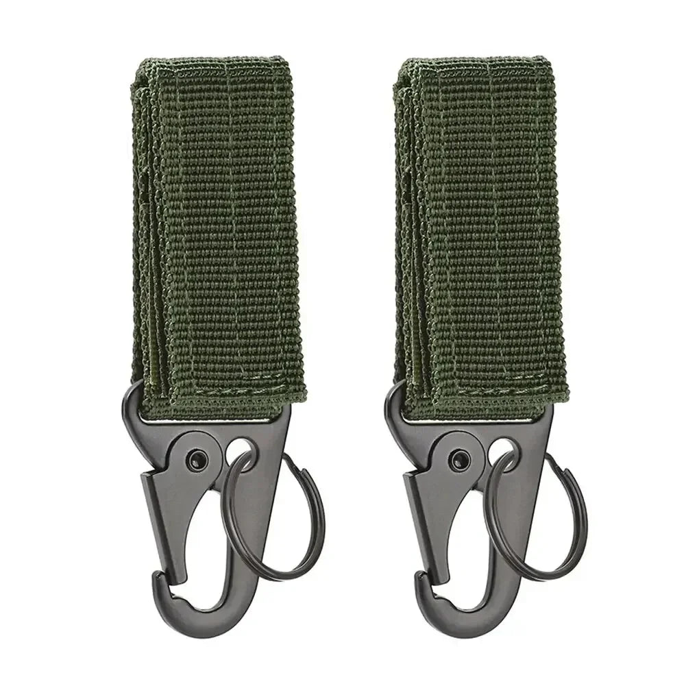 2pcs Tactical Hook Buckle, Mountaineering Hook Buckle Key Bag Accessories Hook Buckle Strap, Triangle Keychain for Outdoor Use