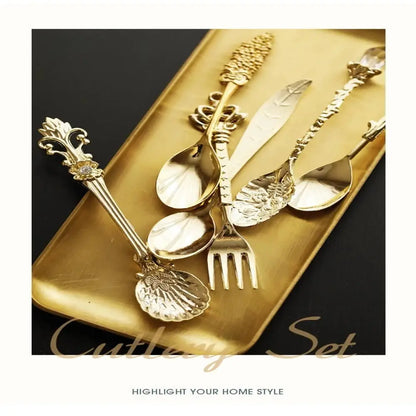 6pcs Vintage Palace Coffee Spoon 6pcs Set Ice Cream Spoon Jam Spoon Dessert Spoon Zinc Alloy Coffee Spoon Tableware Kitchen Uten