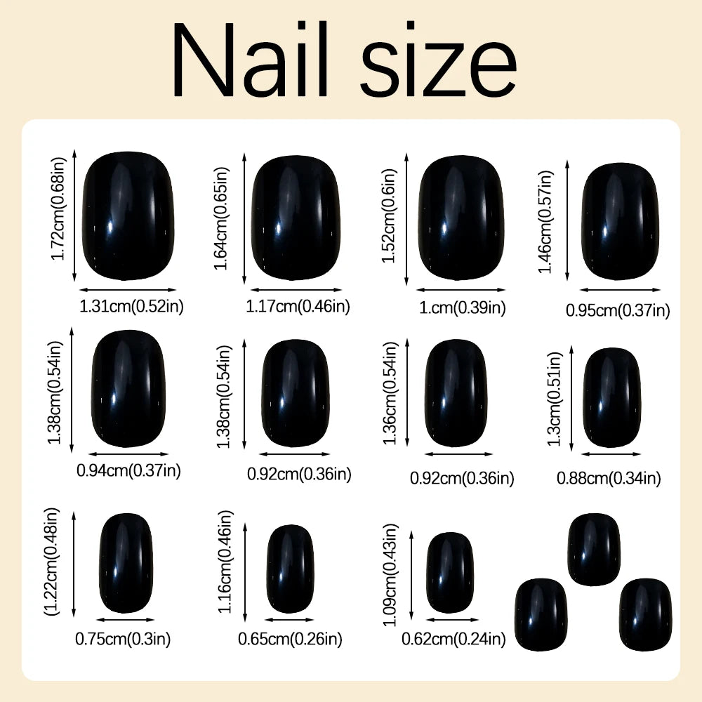 576pcs/Box Colorful Fake Nails Black Red Design Fake Nail Oval Short Square Press On False Nails Mixed Full Cover Nail Tips