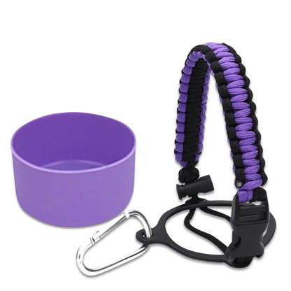 Paracord Handle For Wide Mouth Water Bottle And Silicone Sleeve Boot Compatible With Hydro Flask Tumblers Accessories