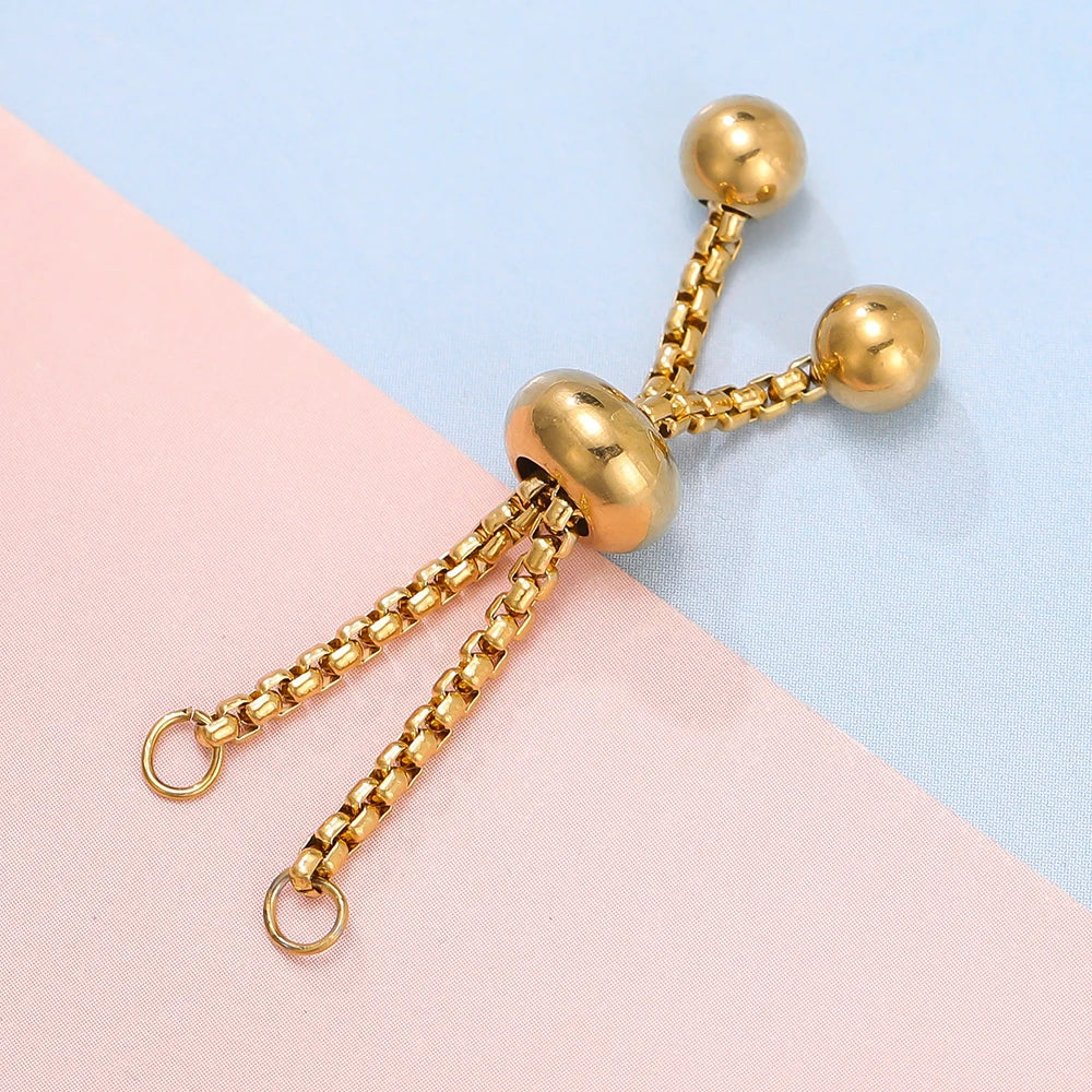 3pcs/lot Adjustable 304 Stainless Steel Bracelet Makings Slider Extender Box Chains with Ball Ends for DIY Jewelry Making