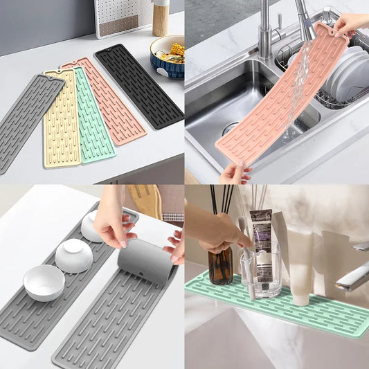Silicone Countertop Mat Anti Slip Sink Tray Dinnerware Mat Organizer Kitchenware Protection Mat Storage Rack Kitchen Accessories