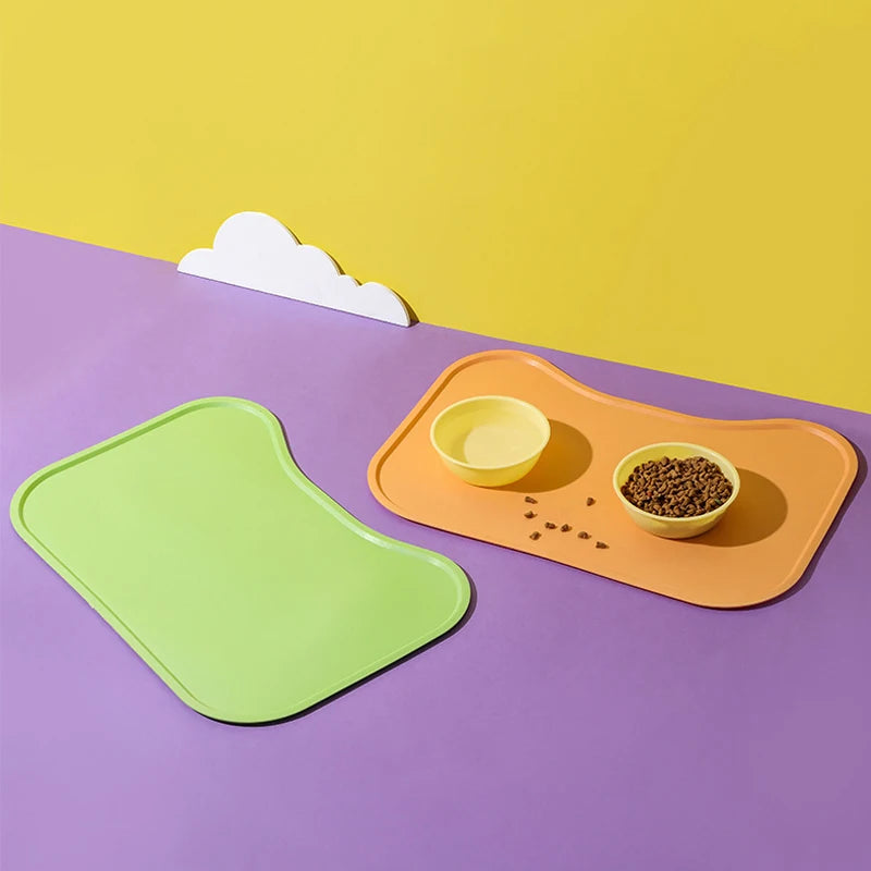 Dog Cat Bowl Food Mat with High Lips Silicone Waterproof Pet Food Feeding Pad Puppy Feeder Tray Water Cushion Snack Mat Stuff