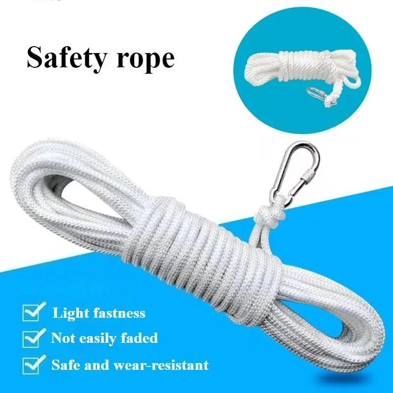 10m White Safety Rope Climbing Rope Multifunctional Reusable Safety Rope Waterproof Wear-resistant Escape Ropes Outdoor Camping