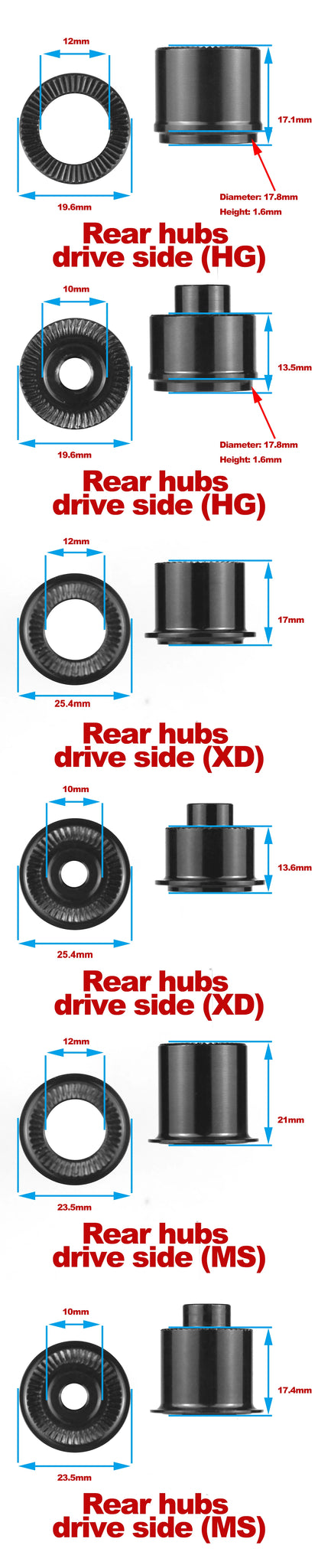 ARC hubs Converter mtb mountain bike hubs cap MT039 MT010-PRO 005 006 007 009 15mm 9mm 12mm 10mm bicycle hub adaptor Accessories