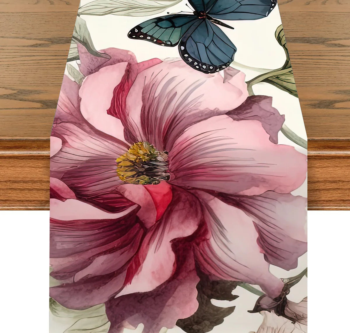 Blue Tulip Table Runner for Dining Table Kitchen Decor Anti-stain Dining Table Tablecloth Rectangular Dining Table Runner