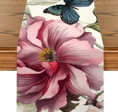 Blue Tulip Table Runner for Dining Table Kitchen Decor Anti-stain Dining Table Tablecloth Rectangular Dining Table Runner