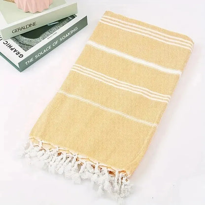 1pc Turkish Cotton Beach Towel, Oversized And Sand Free, Quick DryTowel, Beach Blanket For Bathing Swimming, 39*71 In, BathroomA