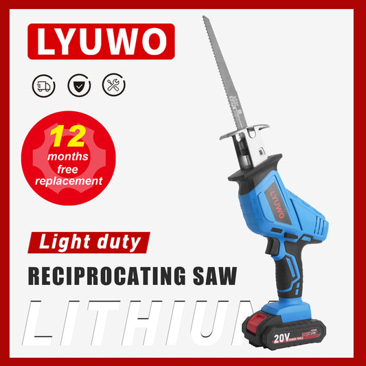 20V Rechargeable Reciprocating Saw Adjustable Speed Electric Saw Blade Saw Portable Wood Metal Cutting Chain Saw