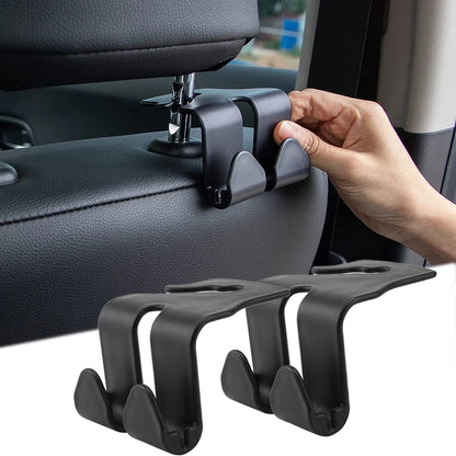 1/2PCS Car Seat Headrest Hook 4 Pack Hanger Storage Organizer Universal for Handbag Purse Coat Fit Universal Vehicle Car Black