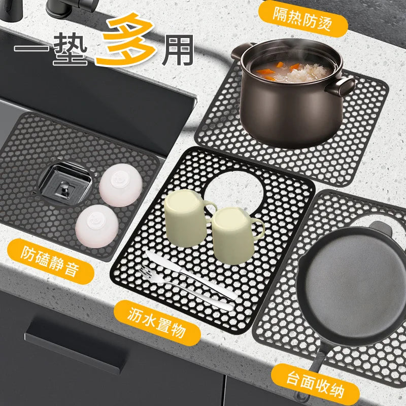 Sink Protectors for Kitchen Sink,Sink Mat,Grid Silicone Kitchen Sink Mat for Bottom of Stainless Steel Sink,Heat resistant mat