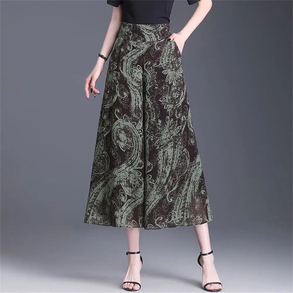 New Summer Print Palazzo Pants for Women Lightweight High Waisted Loose Skirt Pants
