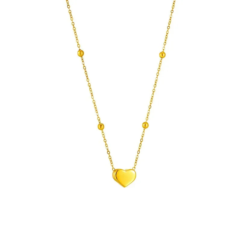 316L Stainless Steel Gold Color Heart Love Chain Necklace Bracelets For Women Girl New Fashion Non-fading Jewelry Set