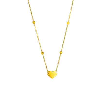 316L Stainless Steel Gold Color Heart Love Chain Necklace Bracelets For Women Girl New Fashion Non-fading Jewelry Set