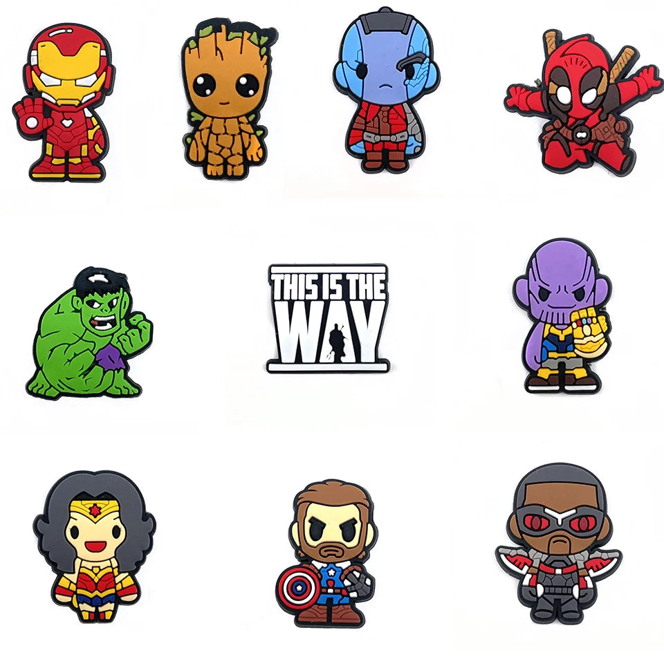 28styles Movies Super Hero Shoe Charms for Clogs Sandals Decorations shoes Accessories PVC Charms Cartoon Kids Gifts
