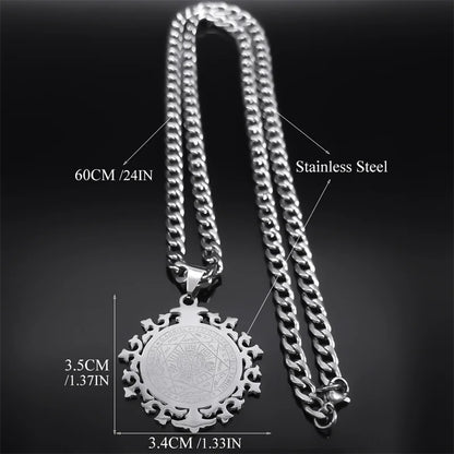 Seven Archangels Amulet Necklace Men Seal of Salomon Talisman Stainless Steel Christian Protection Jewelry Gift Boyfriend N7421S